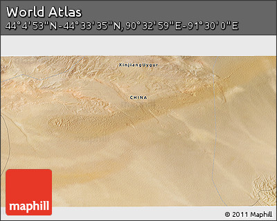 Satellite 3D Map of the Area around 44° 19' 14" N, 91° 1' 30" E