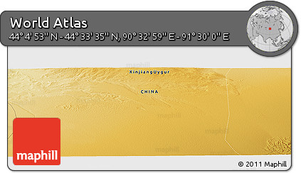 Physical Panoramic Map of the Area around 44° 19' 14" N, 91° 1' 30" E