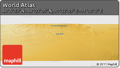 Physical Panoramic Map of the Area around 44° 19' 14" N, 91° 1' 30" E