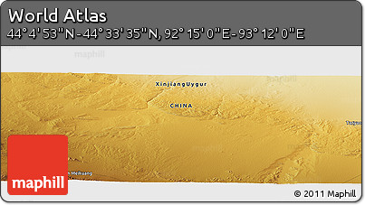 Physical Panoramic Map of the Area around 44° 19' 14" N, 92° 43' 29" E