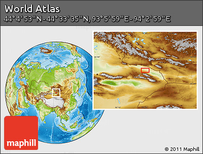 Physical Location Map of the Area around 44° 19' 14" N, 93° 34' 29" E