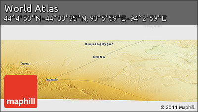 Physical Panoramic Map of the Area around 44° 19' 14" N, 93° 34' 29" E