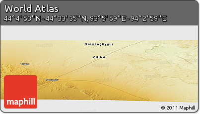 Physical Panoramic Map of the Area around 44° 19' 14" N, 93° 34' 29" E