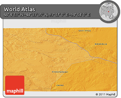 Political 3D Map of the Area around 44° 19' 14" N, 94° 25' 30" E