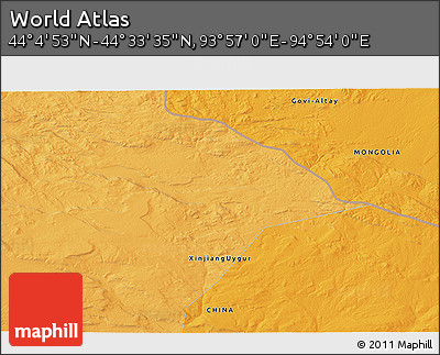 Political 3D Map of the Area around 44° 19' 14" N, 94° 25' 30" E
