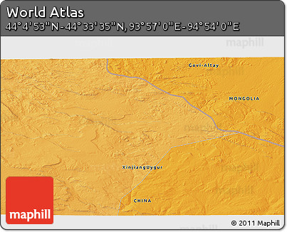 Political 3D Map of the Area around 44° 19' 14" N, 94° 25' 30" E