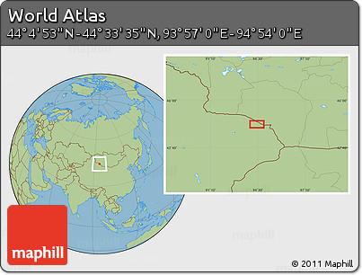 Savanna Style Location Map of the Area around 44° 19' 14" N, 94° 25' 30" E
