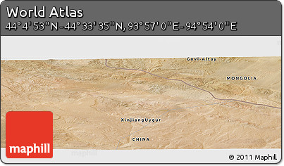 Satellite Panoramic Map of the Area around 44° 19' 14" N, 94° 25' 30" E