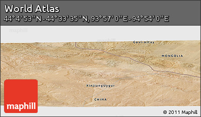 Satellite Panoramic Map of the Area around 44° 19' 14" N, 94° 25' 30" E