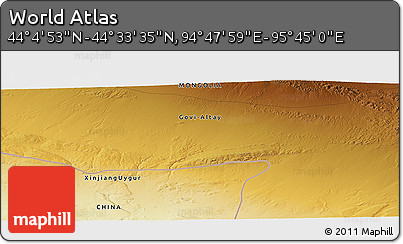 Physical Panoramic Map of the Area around 44° 19' 14" N, 95° 16' 30" E