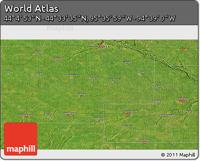 Satellite 3D Map of the Area around 44° 19' 14" N, 95° 7' 30" W