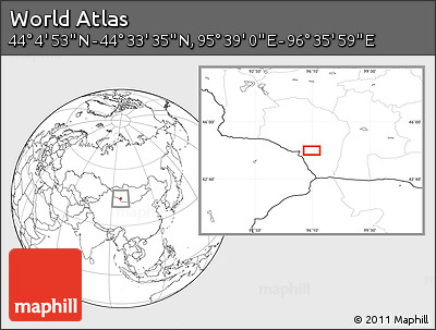 Blank Location Map of the Area around 44° 19' 14" N, 96° 7' 30" E