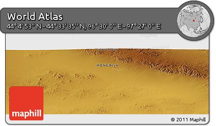 Physical Panoramic Map of the Area around 44° 19' 14" N, 96° 58' 29" E