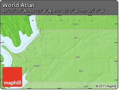 Political Map of the Area around 44° 44' 51" N, 100° 13' 29" W
