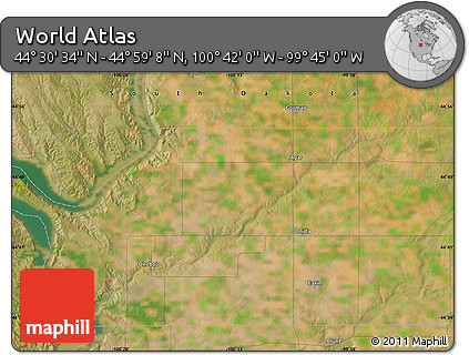 Satellite Map of the Area around 44° 44' 51" N, 100° 13' 29" W