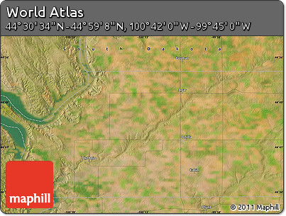Satellite Map of the Area around 44° 44' 51" N, 100° 13' 29" W