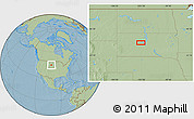Savanna Style Location Map of the area around 44° 44' 51" N, 101° 4' 29" W, hill shading