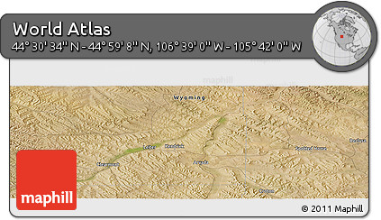 Satellite Panoramic Map of the Area around 44° 44' 51" N, 106° 10' 30" W