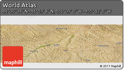 Satellite Panoramic Map of the Area around 44° 44' 51" N, 106° 10' 30" W