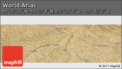 Satellite Panoramic Map of the Area around 44° 44' 51" N, 106° 10' 30" W