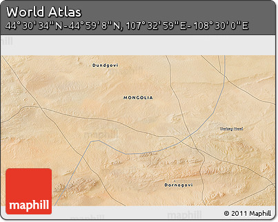 Satellite 3D Map of the Area around 44° 44' 51" N, 108° 1' 30" E