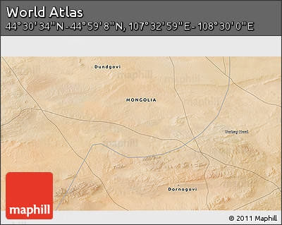 Satellite 3D Map of the Area around 44° 44' 51" N, 108° 1' 30" E