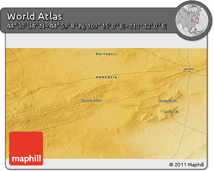 Physical 3D Map of the Area around 44° 44' 51" N, 109° 43' 29" E