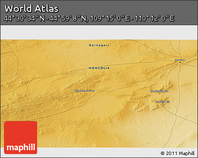 Physical 3D Map of the Area around 44° 44' 51" N, 109° 43' 29" E