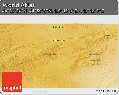 Physical 3D Map of the Area around 44° 44' 51" N, 109° 43' 29" E