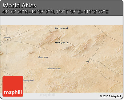 Satellite 3D Map of the Area around 44° 44' 51" N, 110° 34' 29" E