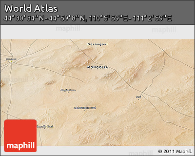 Satellite 3D Map of the Area around 44° 44' 51" N, 110° 34' 29" E