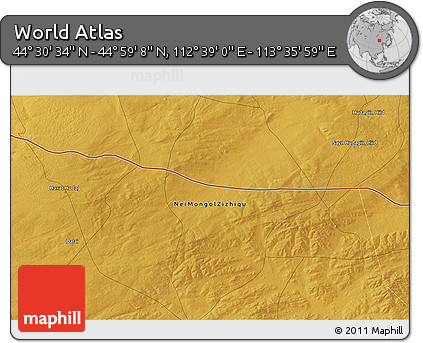 Physical 3D Map of the Area around 44° 44' 51" N, 113° 7' 30" E