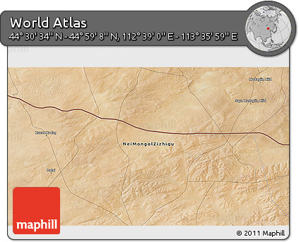 Satellite 3D Map of the Area around 44° 44' 51" N, 113° 7' 30" E