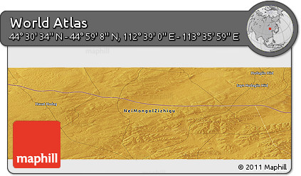 Physical Panoramic Map of the Area around 44° 44' 51" N, 113° 7' 30" E