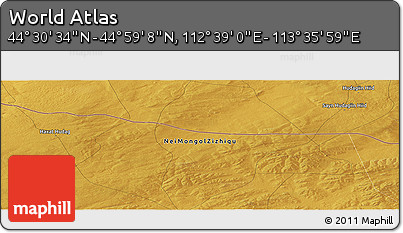 Physical Panoramic Map of the Area around 44° 44' 51" N, 113° 7' 30" E
