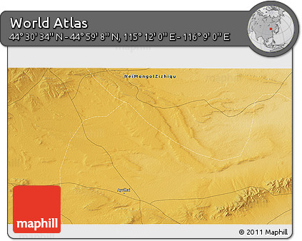 Physical 3D Map of the Area around 44° 44' 51" N, 115° 40' 30" E