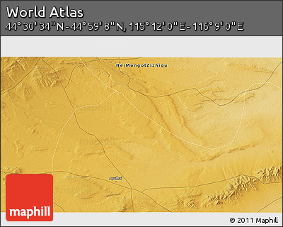 Physical 3D Map of the Area around 44° 44' 51" N, 115° 40' 30" E