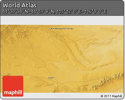 Physical 3D Map of the Area around 44° 44' 51" N, 115° 40' 30" E