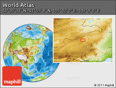 Physical Location Map of the Area around 44° 44' 51" N, 115° 40' 30" E