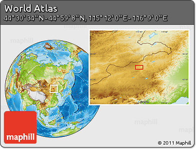 Physical Location Map of the Area around 44° 44' 51" N, 115° 40' 30" E