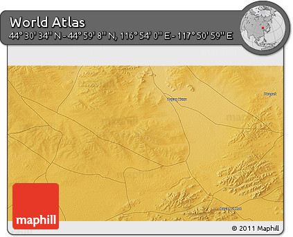 Physical 3D Map of the Area around 44° 44' 51" N, 117° 22' 30" E