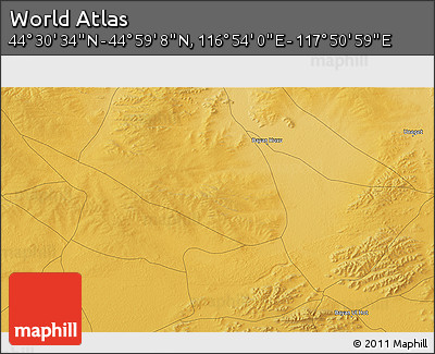 Physical 3D Map of the Area around 44° 44' 51" N, 117° 22' 30" E