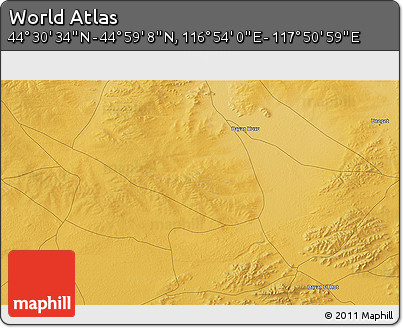 Physical 3D Map of the Area around 44° 44' 51" N, 117° 22' 30" E