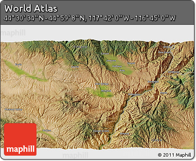 Satellite 3D Map of the Area around 44° 44' 51" N, 117° 13' 29" W