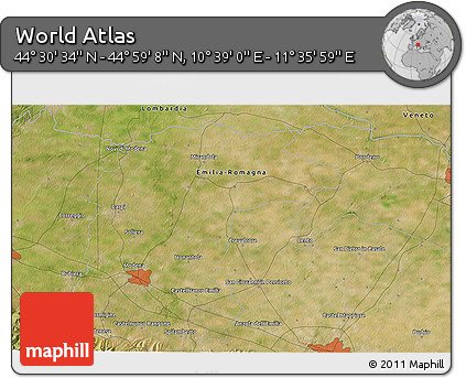 Satellite 3D Map of the Area around 44° 44' 51" N, 11° 7' 30" E