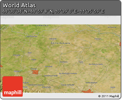 Satellite 3D Map of the Area around 44° 44' 51" N, 11° 7' 30" E