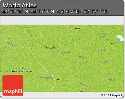 Physical 3D Map of the Area around 44° 44' 51" N, 122° 28' 29" E