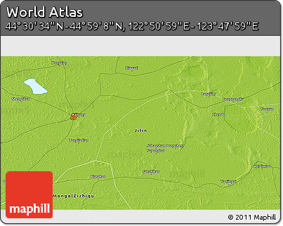 Physical 3D Map of the Area around 44° 44' 51" N, 123° 19' 29" E
