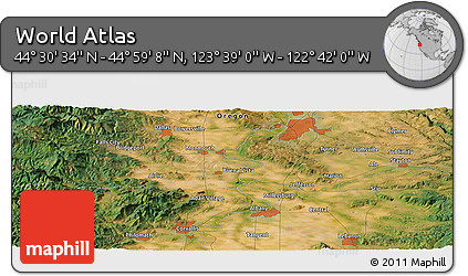 Satellite Panoramic Map of the Area around 44° 44' 51" N, 123° 10' 30" W