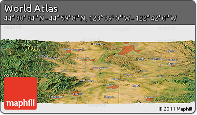 Satellite Panoramic Map of the Area around 44° 44' 51" N, 123° 10' 30" W